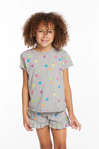 Chaser Rainbow Smiles Gray Tee