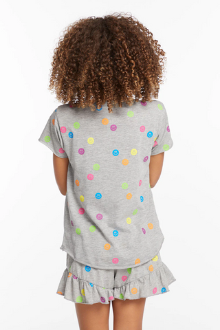 Chaser Rainbow Smiles Gray Tee