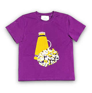 Purple Sequin Megaphone & Pom Pom Football Shirt