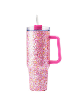 Pink Party Glitter Stainless Steel Sipper