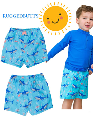 Rugged Butts Fantastic Sharks Swim Trunks