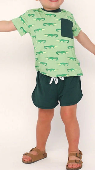 Southern Slumber Light Green Alligator Short Set