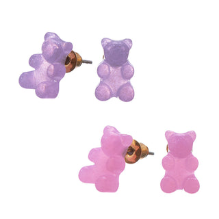 Lil Bear Thang Stud Earrings - Pastel Glitter