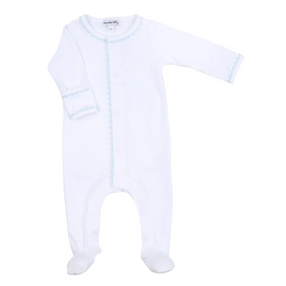 Magnolia Baby Light Blue Baby Joy Crochet Trim Footie