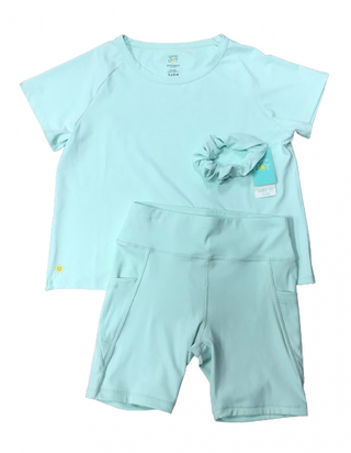 Tulip Tee/Biker Shorts/Scrunchie Set - Mint