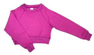 Brushed Soft Cloud Crop Crewneck Sweatshirt  - Pink