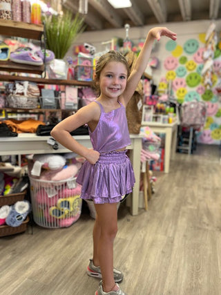 Lavender Plisse Tank Top and Tiered Skirt Set