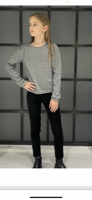 Little Olin Silver Puff Sleeve Top