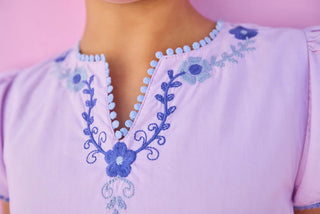 Bisby Positano Dress- Purple Hydrangea Embroidery
