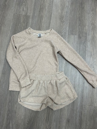 Erge 2Pc Sherpa Poodle Sweatshirt & Shorts Lounge Set - Ivory