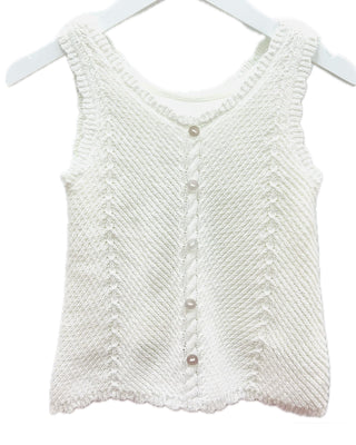 Tractr White Knitted Scalloped Sweater Top