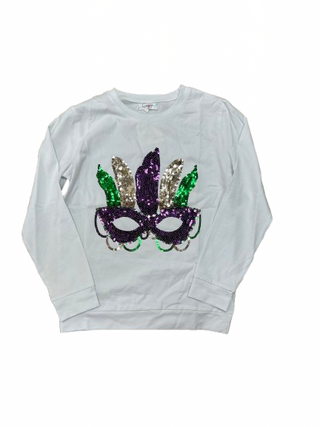 Lulu Bebe White Sequin Mask L/S Shirt
