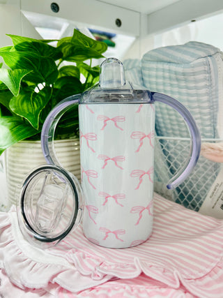 Magnolia and Cypress Pink Bow Sippy Cup Two Lid