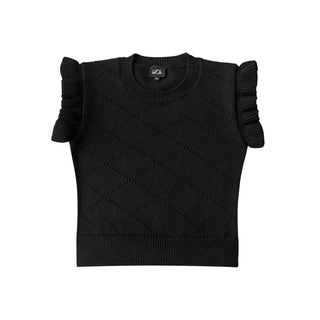 Black Pleated Sleeve Knit Top