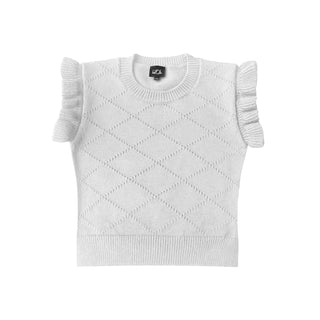 White Pleated Sleeve Knit Top