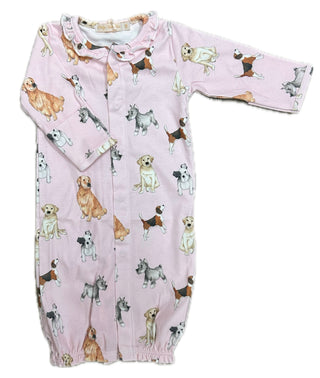 Baby Club Chic Pink Good Puppy Converter Gown With Ruffle