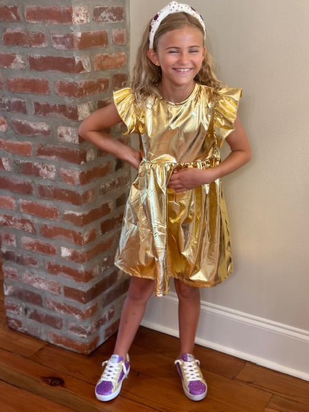 Belle Cher Gold Metallic Dress Olly-Olly Belle Cher Gold Metallic Dress Olly-Olly