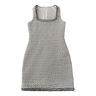 Little Olin Black Square Neck Tweed Dress