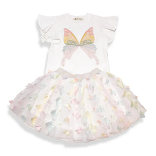 Doe A Dear Butterfly Embroidered Tee & 3D Tutu 2Pc Set