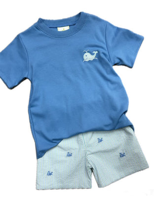 Zuccini Whale Boys Seersucker 2Pc Short Set