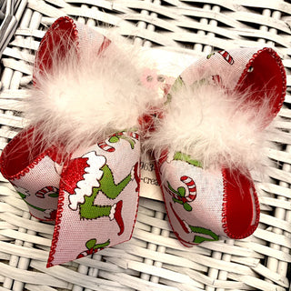 Christmas Grinch Legs Hair Bow - Jumbo