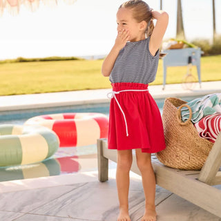 Bella Bliss Blue/Navy Striped Red Skirt Jersey Bayview Beach Dress