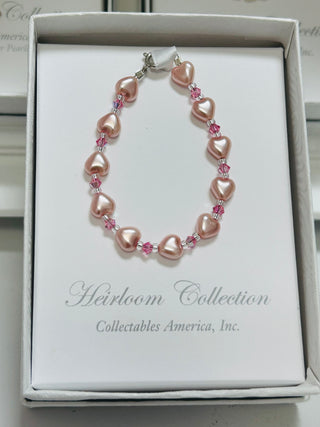 5" Pink Heart Pearl Bracelet
