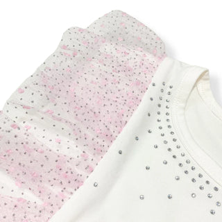 Doe A Dear White/Pink Dot Mesh Trim Tee & Tiered Tutu 2Pc Set