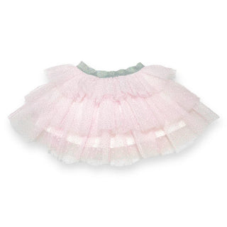 Doe A Dear White/Pink Dot Mesh Trim Tee & Tiered Tutu 2Pc Set