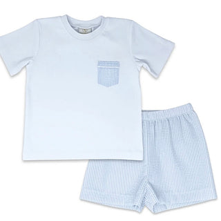Lullaby Set Charlie Short Set White/Summer Blue