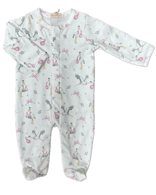 Baby Club Chic Storks Pink Footie