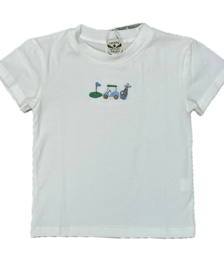 The Oaks White S/S Signature Tee with Embroidered Golf Design