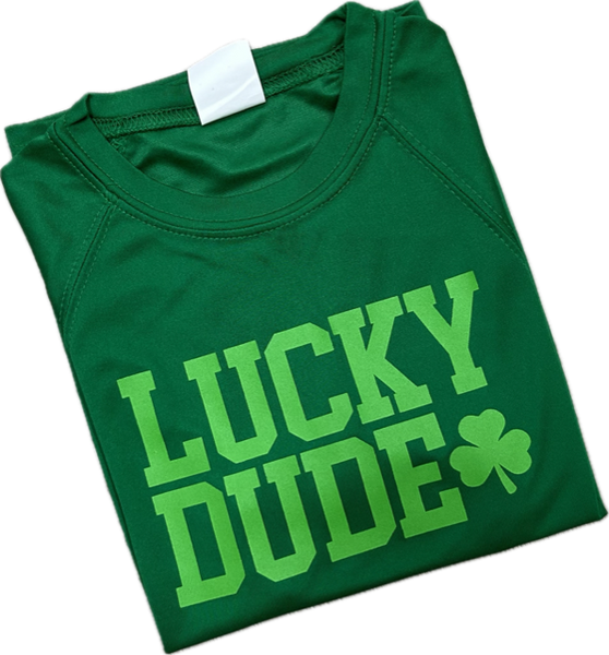 Azarhia Green LUCKY DUDE Dri Fit S/S St Patty's Tee