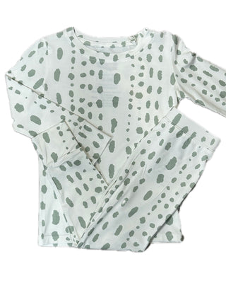Uptown Baby 2PC Pajama Dalmation Dot Sage/Steel