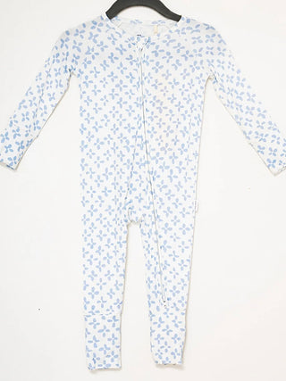 Uptown Baby Blue Clover Sleep Romper