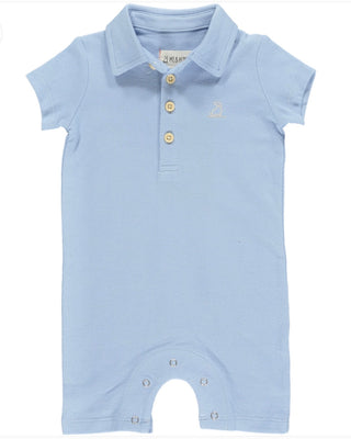 Me and Henry Polo Romper-Blue Pique