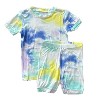 Blue/Yellow Tie Dye Pajama Short Set