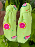 Bari Lynn Neon Fruits Sweatshirt Knot Headband