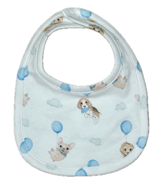 Baby Club Chic Watercolor Printed Bib - Blue Cute Puppies