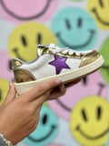 KIDS Purple & Gold Metallic Star Sneakers