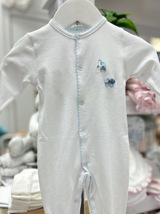 LydaBaby Building Land Baby Boy Hand Embroidered Footie with Snaps