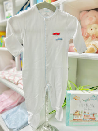 LydaBaby Racers Hand Embroidered Footie with Snaps