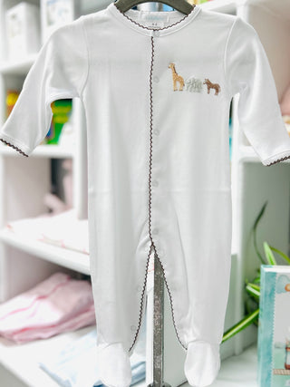 LydaBaby Safari Friends Hand Embroidered Footie with Snaps