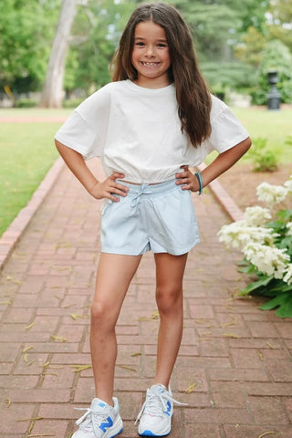 Pleat Collection Remi Shorts - Light Blue