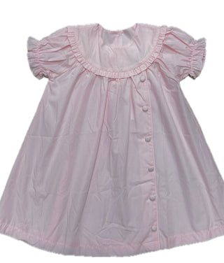 Delaney Solid Pink SS Side Button Float Dress with Round Ruffle