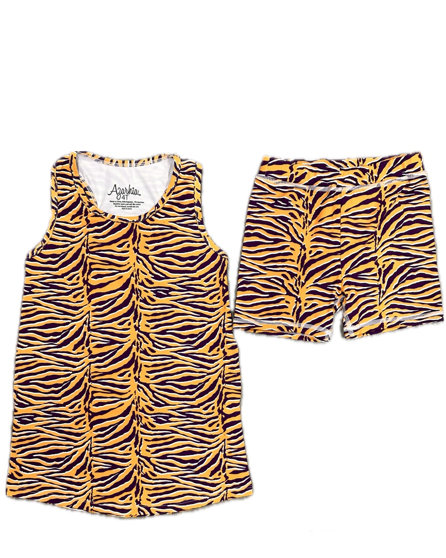 Azarhia Izzy Tennis Dress & Shorts Set - Tiger Purple/Gold YL (10/12) Azarhia Izzy Tennis Dress & Shorts Set - Tiger Purple/Gold YL (10/12)