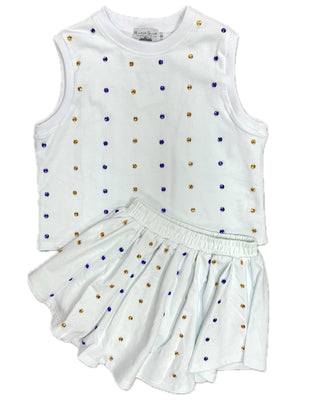 Purple and Gold Gameday Stoned Skirt Set