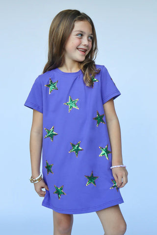 Belle Cher Purple Mardi Gras Stars Sequin Dress