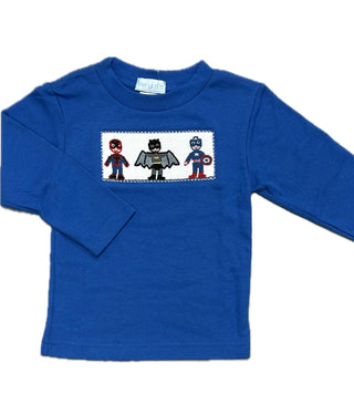 Vive La Fete Superheroes Royal Blue Smocked Knit L/S Shirt