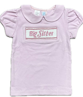 Vive La Fete Big Sister Pink Collared Smocked Knit S/s Shirt